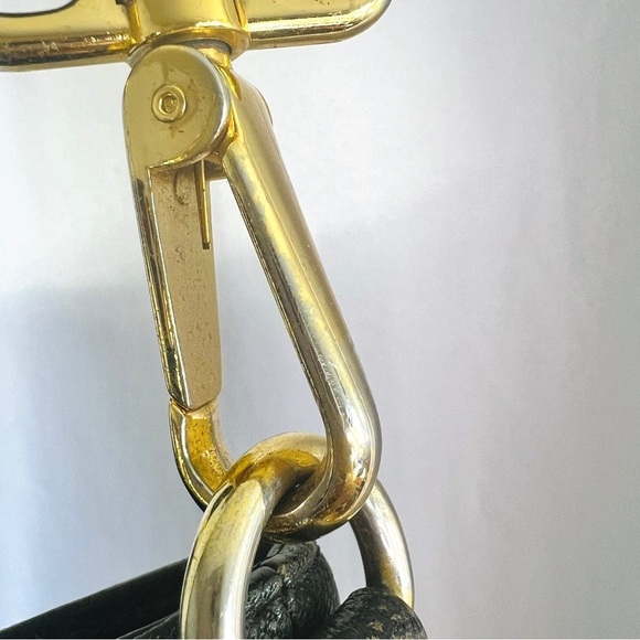 MILLY BLACK LEATHER HOBO BAG GOLD ACCENT ZIPPER DESIGN SHOULDER BAG - Picture 9 of 12